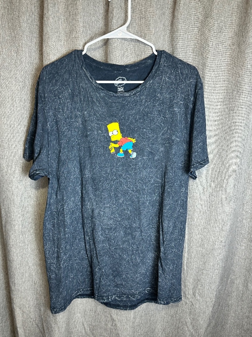 The Simpsons Bart Simpson Graffiti Spray Can Mineral Wash Tee Grey Black Large